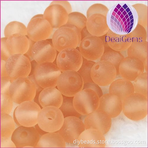 9mm light brown buddha round matte glass beads